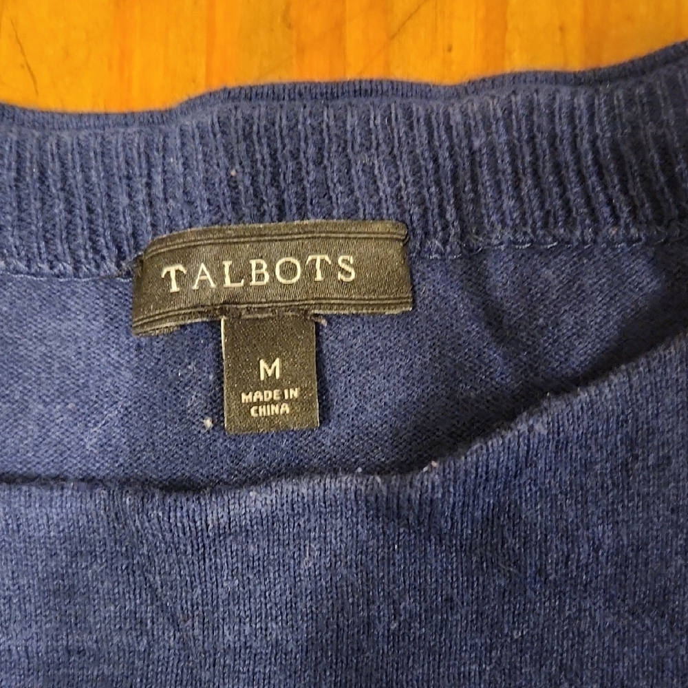 Talbots Navy Blue Elephant Print Blouse - Picture 3 of 4
